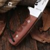 图 4 GT028 Red Big Dog Curved Knife Wooden Handle Leather Sheath