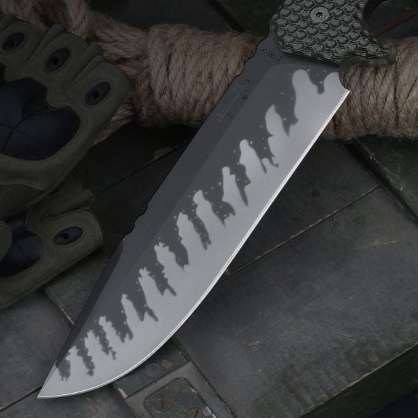 LS107 Miller M28 Long Fixed Blade Knife G10 Handle Leather Sheath