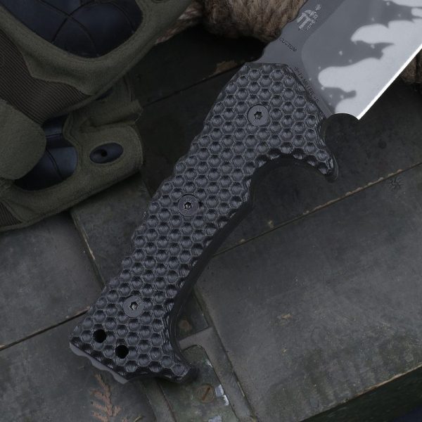 LS107 Miller M28 Long Fixed Blade Knife G10 Handle Leather Sheath