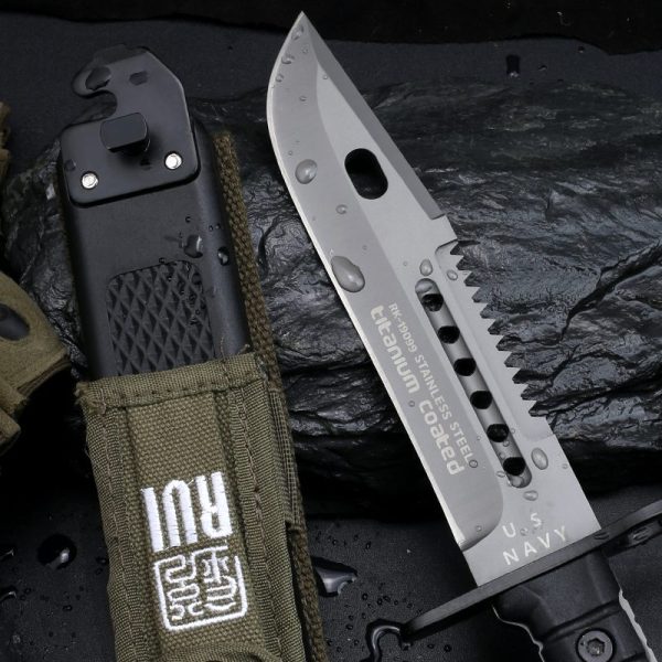 LS086 seal Long Fixed Blade Knife G10 Handle K Scabbard