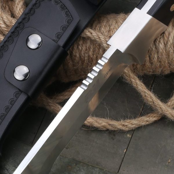 图 6 LS102 Reinstall Rhinoceros Long Fixed Blade Knife Wooden Handle Leather Sheath