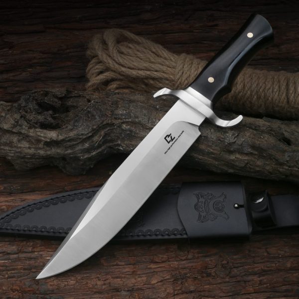 图 7 LS099 Black Bear 2 Long Fixed Blade Knife Wooden Handle Leather Sheath