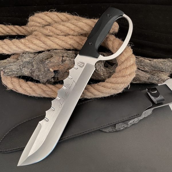 LS089 Mick NO.1Long Fixed Blade Knife G10 Handle Leather Sheath