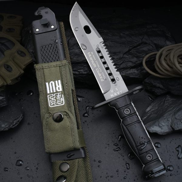 LS086 seal Long Fixed Blade Knife G10 Handle K Scabbard