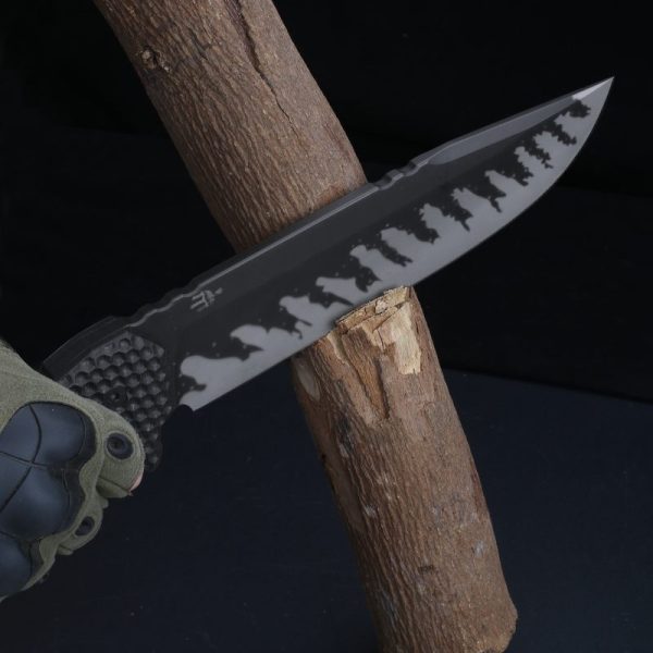 LS107 Miller M28 Long Fixed Blade Knife G10 Handle Leather Sheath