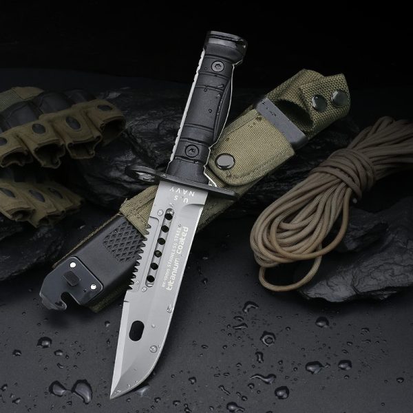 LS086 seal Long Fixed Blade Knife G10 Handle K Scabbard