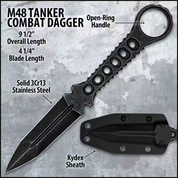 DE029 M48 double-edged Black stone washed steel K Scabbard