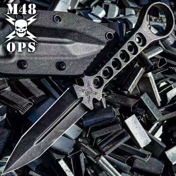 DE029 M48 double-edged Black stone washed steel K Scabbard