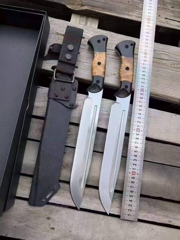 微信图片_2025-08-11_111533_291 LS100 Huajiangfang Brown Bear Big Straight Long Fixed Blade Knife Black G10+White Shadow Wood Handle K Scabbard