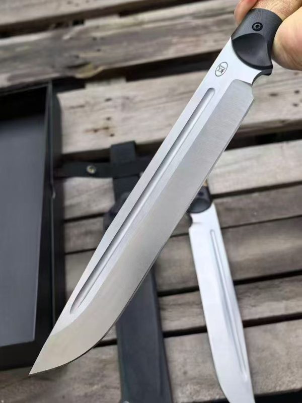 微信图片_2025-08-11_111555_387 LS100 Huajiangfang Brown Bear Big Straight Long Fixed Blade Knife Black G10+White Shadow Wood Handle K Scabbard
