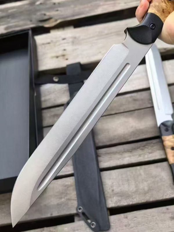 微信图片_2025-08-11_111601_587 LS100 Huajiangfang Brown Bear Big Straight Long Fixed Blade Knife Black G10+White Shadow Wood Handle K Scabbard