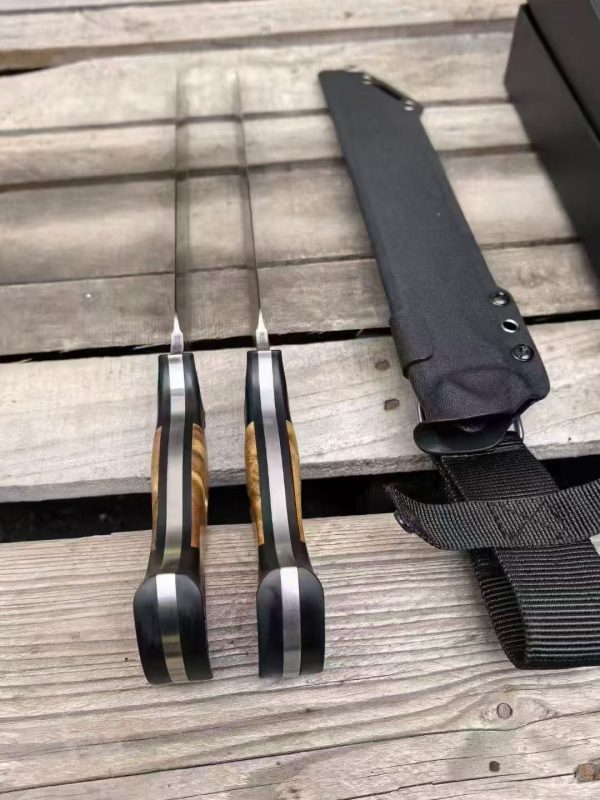 微信图片_2025-08-11_111604_395 LS100 Huajiangfang Brown Bear Big Straight Long Fixed Blade Knife Black G10+White Shadow Wood Handle K Scabbard