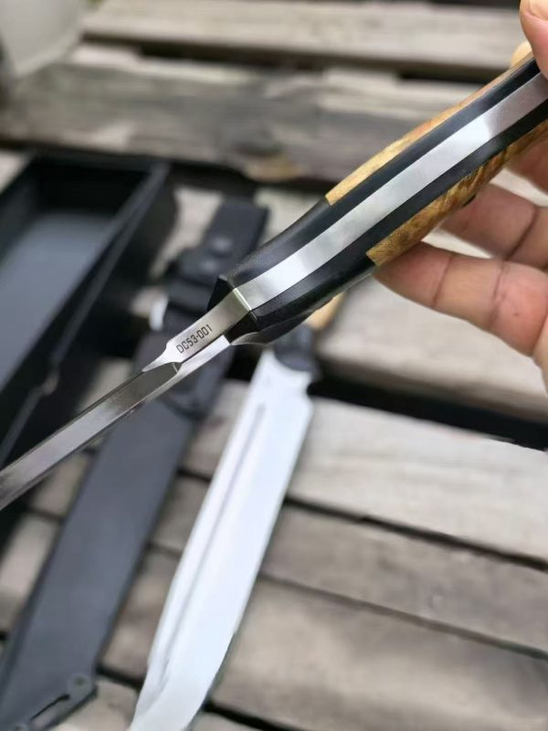 微信图片_2025-08-11_111607_508 LS100 Huajiangfang Brown Bear Big Straight Long Fixed Blade Knife Black G10+White Shadow Wood Handle K Scabbard