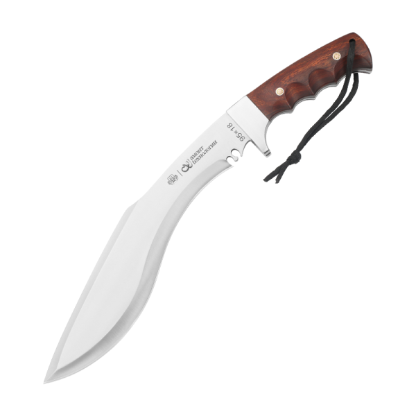 未 白底 GT028 Red Big Dog Curved Knife Wooden Handle Leather Sheath