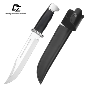 LS105 Buck Long Fixed Blade Knife Black wood handle Leather Sheath