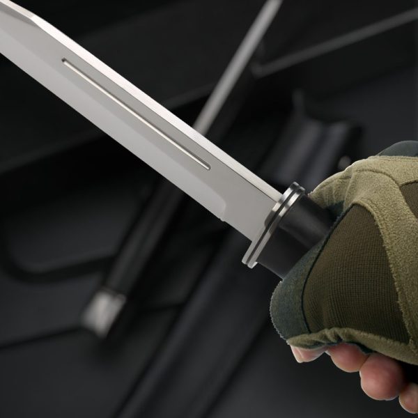 LS105 Buck Long Fixed Blade Knife Black wood handle Leather Sheath