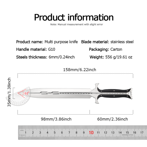 英图 2 DE032 Paladin Double-edged sword G10 Handle Leather scabbard