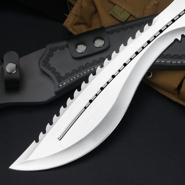 英图 3 GT026 Todd Big Dog with Back Teeth Curved Knife G10 Handle Leather Sheath