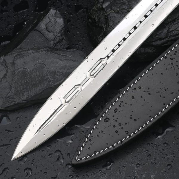 英图 3 DE032 Paladin Double-edged sword G10 Handle Leather scabbard