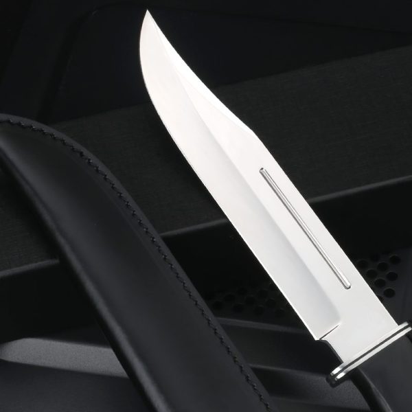 LS105 Buck Long Fixed Blade Knife Black wood handle Leather Sheath