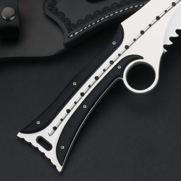 英图 4 GT026 Todd Big Dog with Back Teeth Curved Knife G10 Handle Leather Sheath