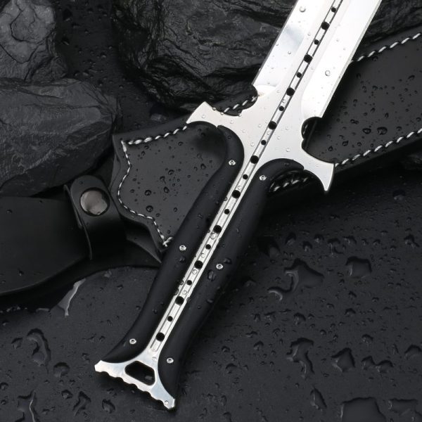 英图 4 DE032 Paladin Double-edged sword G10 Handle Leather scabbard