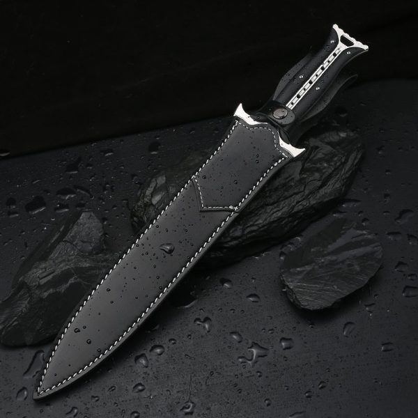 英图 5 DE032 Paladin Double-edged sword G10 Handle Leather scabbard