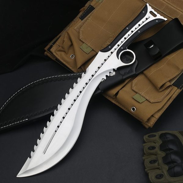 英图 6 GT026 Todd Big Dog with Back Teeth Curved Knife G10 Handle Leather Sheath