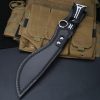 英图 7 GT026 Todd Big Dog with Back Teeth Curved Knife G10 Handle Leather Sheath