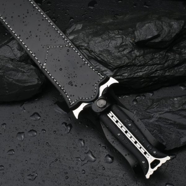 英图 7 DE032 Paladin Double-edged sword G10 Handle Leather scabbard