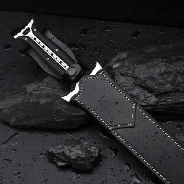 英图 8 DE032 Paladin Double-edged sword G10 Handle Leather scabbard