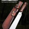 详情-1 LS096 troubleshooting Long Fixed Blade Knife Wooden Handle Leather Sheath