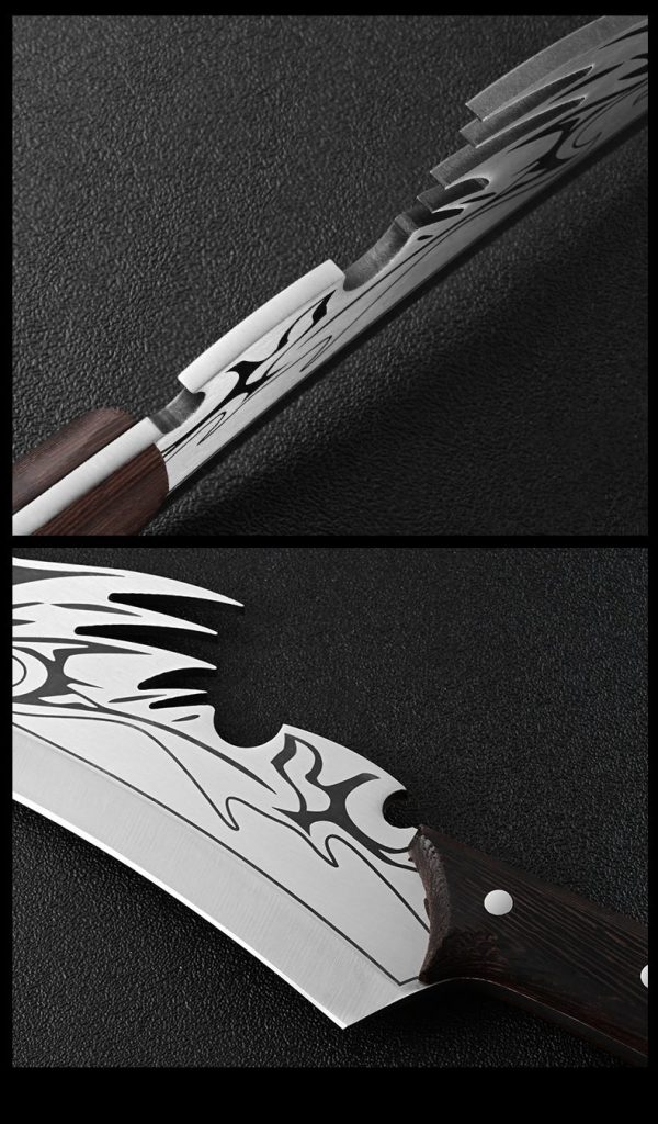 详情-10 LS097Xingrui Multi functional Diesel Knife Long Fixed Blade Knife Wooden Handle Leather Sheath