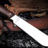 详情-10 LS096 troubleshooting Long Fixed Blade Knife Wooden Handle Leather Sheath