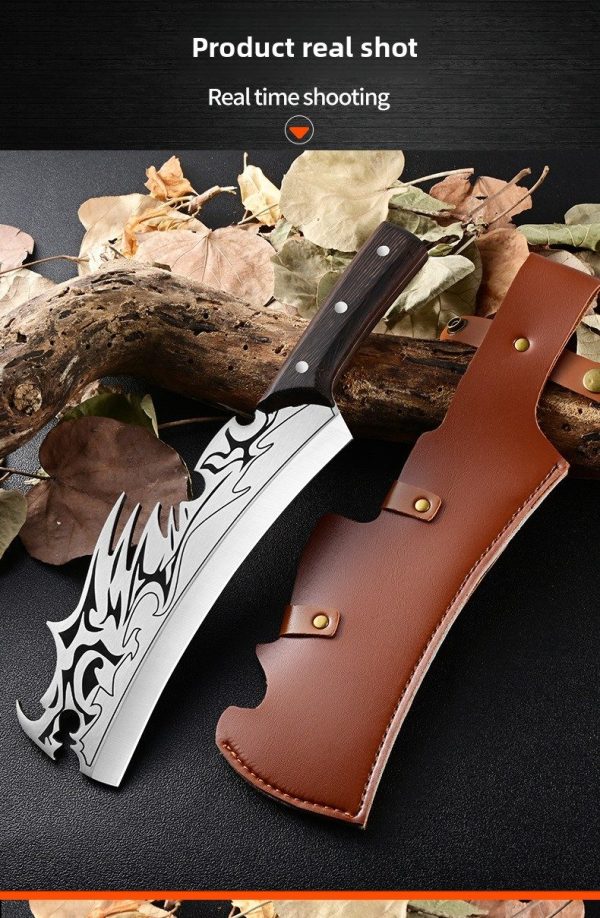 详情-11 LS097Xingrui Multi functional Diesel Knife Long Fixed Blade Knife Wooden Handle Leather Sheath