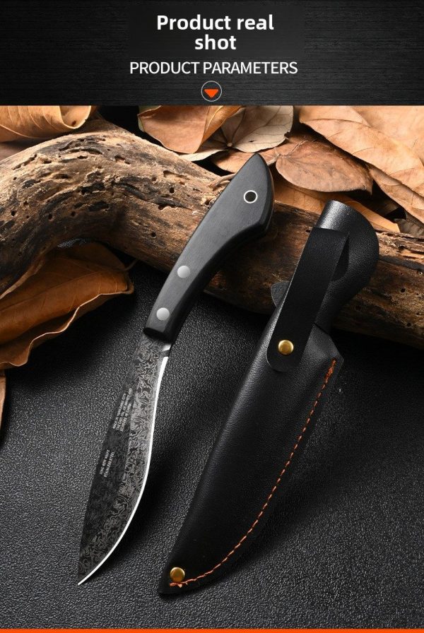 详情-11 GT025 Xingrui Jiwen Dog Leg Curved Knife Wooden Handle Leather Sheath