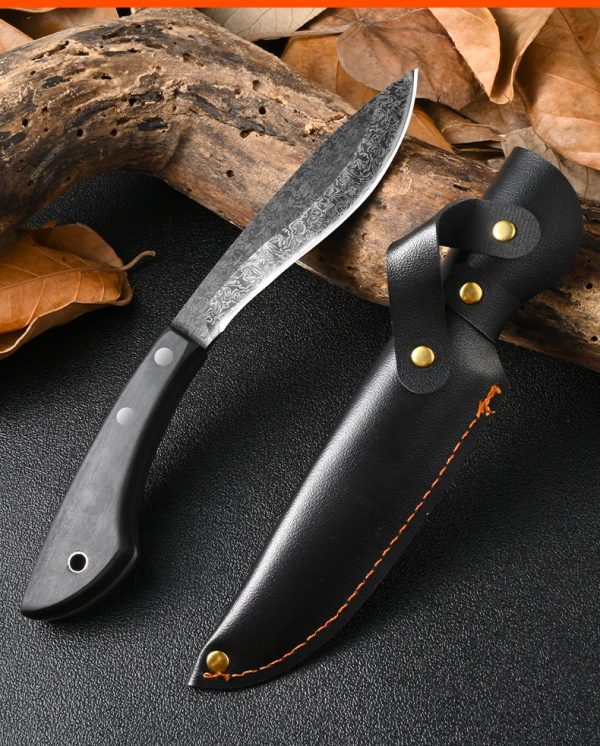 详情-13 GT025 Xingrui Jiwen Dog Leg Curved Knife Wooden Handle Leather Sheath