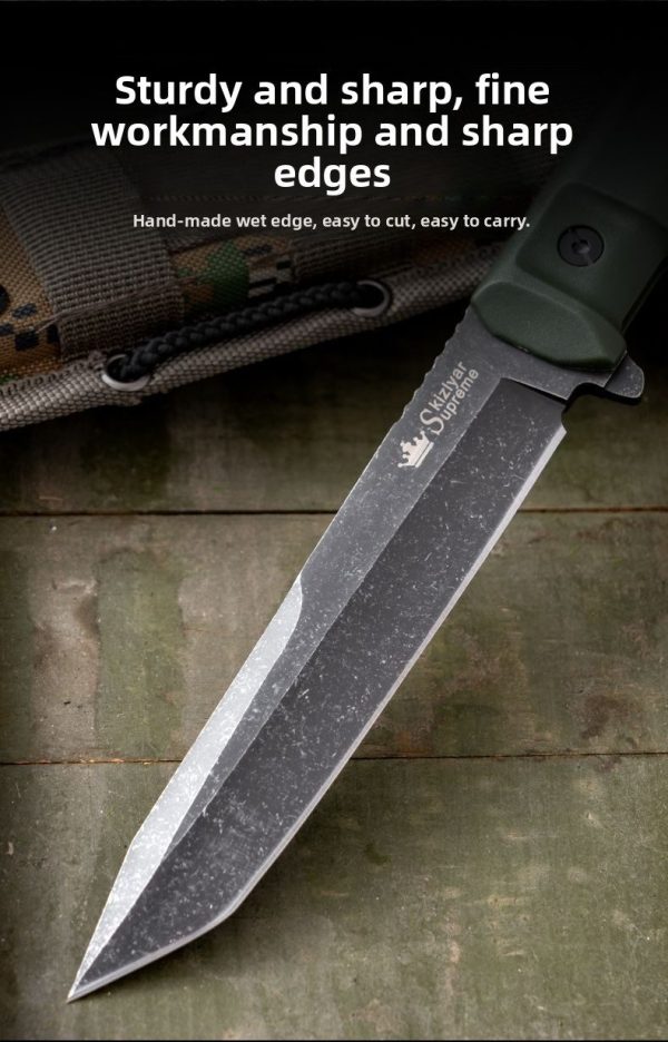 详情-13 SS159 Crown (Black Blade/Blade)Short Fixed Blade Knife G10 Handle Nylon cloth knife cover
