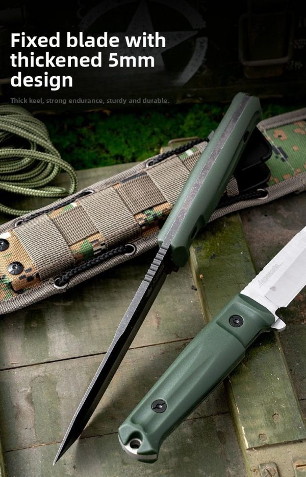 详情-15 SS159 Crown (Black Blade/Blade)Short Fixed Blade Knife G10 Handle Nylon cloth knife cover