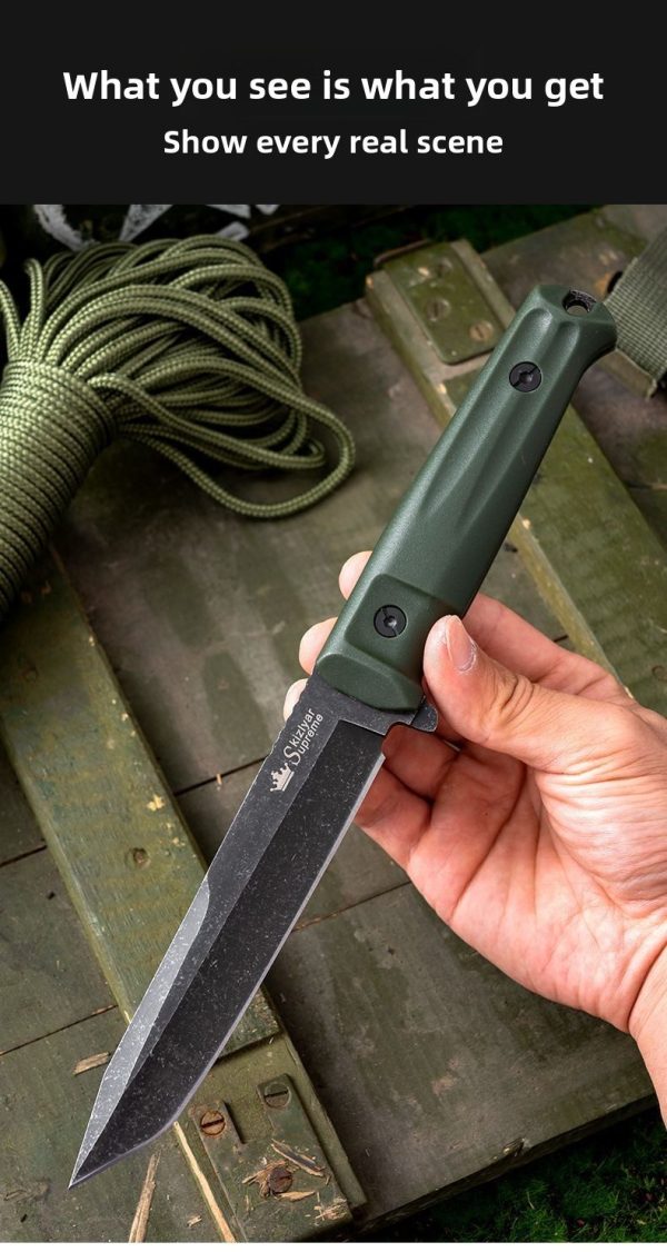 详情-18 SS159 Crown (Black Blade/Blade)Short Fixed Blade Knife G10 Handle Nylon cloth knife cover