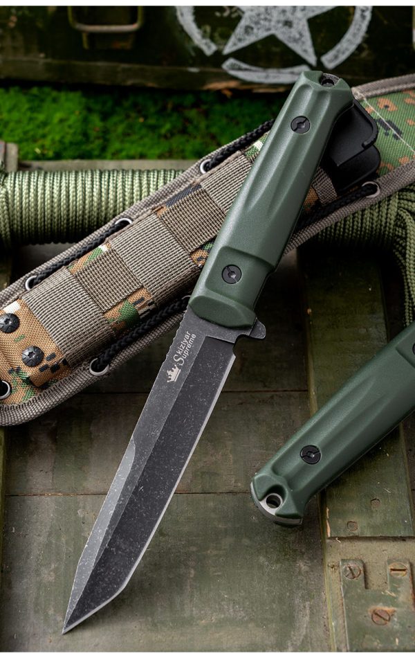 详情-19 SS159 Crown (Black Blade/Blade)Short Fixed Blade Knife G10 Handle Nylon cloth knife cover