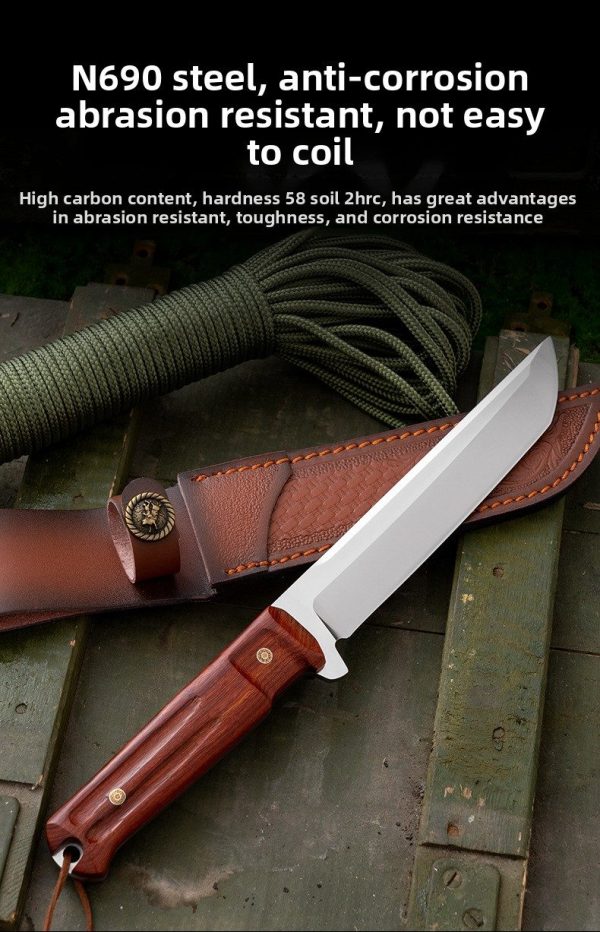 详情-2 SS161 Extreme Military Sanctions Short Fixed Blade Knife Wooden Handle Leather Sheath