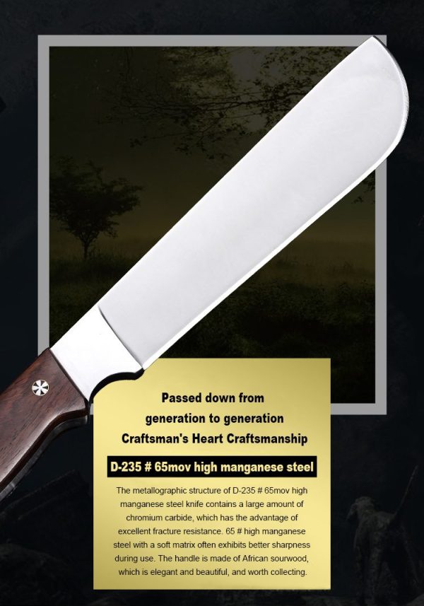 详情-3 LS096 troubleshooting Long Fixed Blade Knife Wooden Handle Leather Sheath