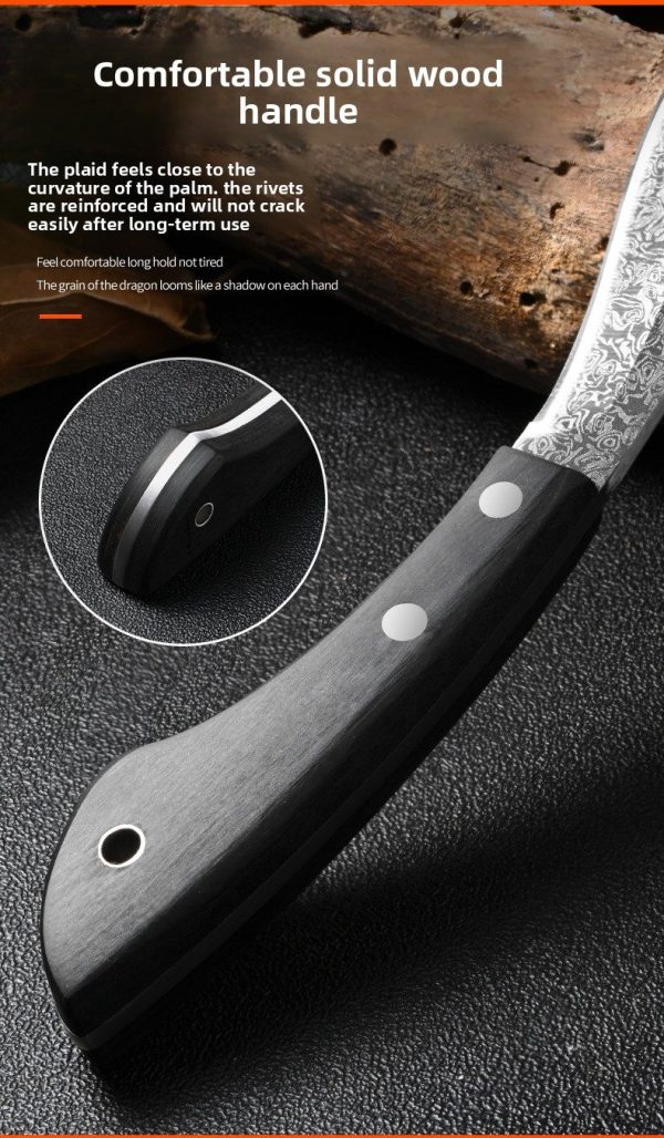 详情-4 GT025 Xingrui Jiwen Dog Leg Curved Knife Wooden Handle Leather Sheath