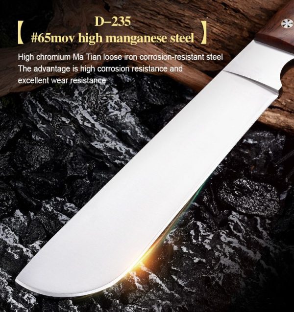 详情-4 LS096 troubleshooting Long Fixed Blade Knife Wooden Handle Leather Sheath