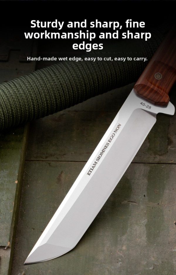 详情-4 SS161 Extreme Military Sanctions Short Fixed Blade Knife Wooden Handle Leather Sheath