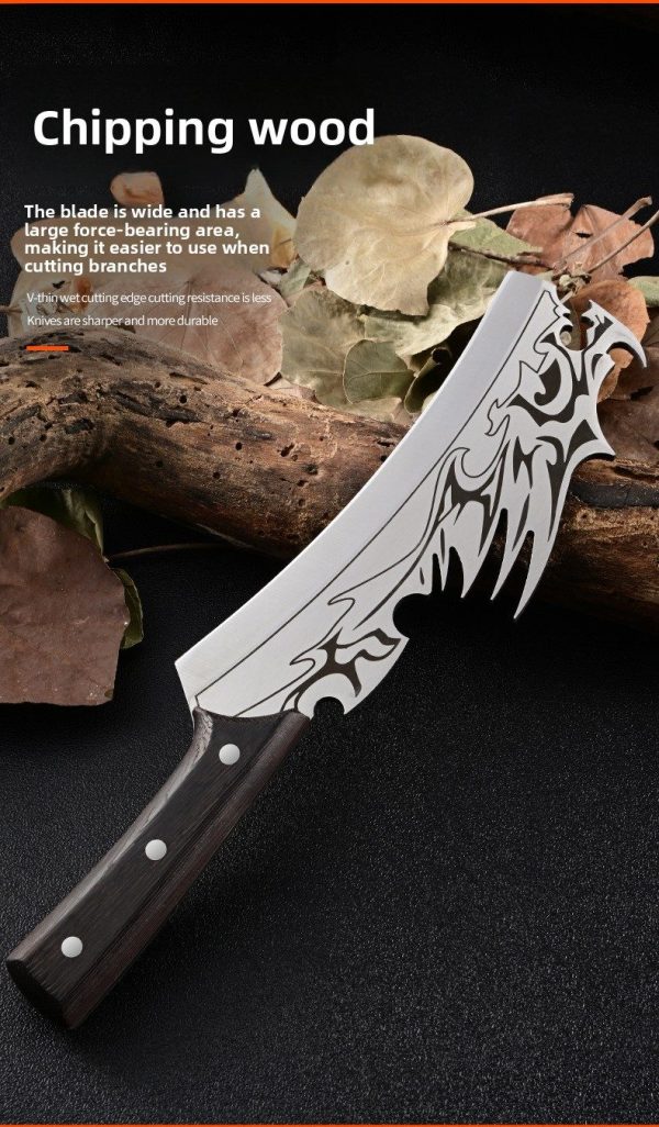 详情-5 LS097Xingrui Multi functional Diesel Knife Long Fixed Blade Knife Wooden Handle Leather Sheath