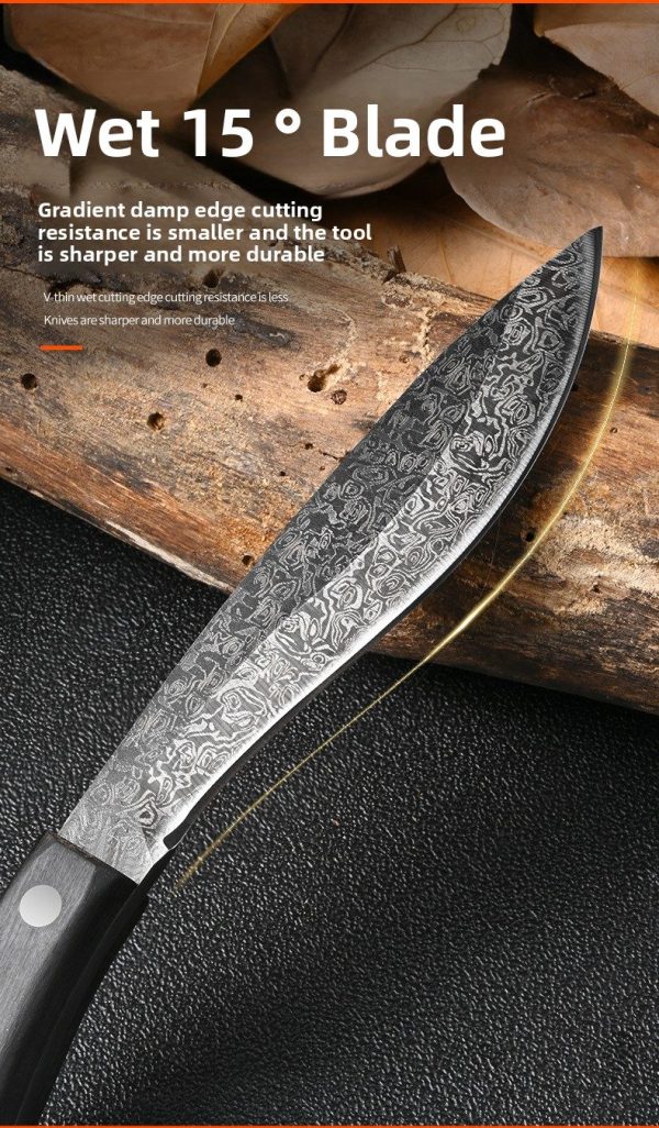 详情-5 GT025 Xingrui Jiwen Dog Leg Curved Knife Wooden Handle Leather Sheath