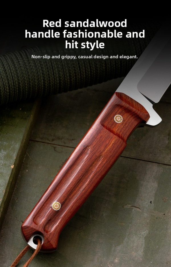 详情-5 SS161 Extreme Military Sanctions Short Fixed Blade Knife Wooden Handle Leather Sheath