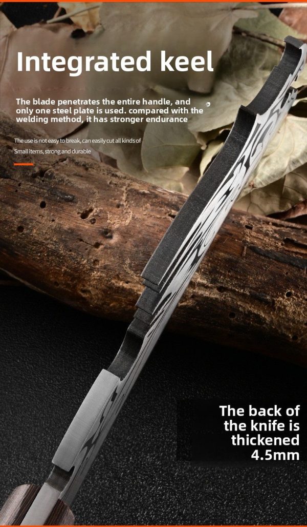 详情-6 LS097Xingrui Multi functional Diesel Knife Long Fixed Blade Knife Wooden Handle Leather Sheath